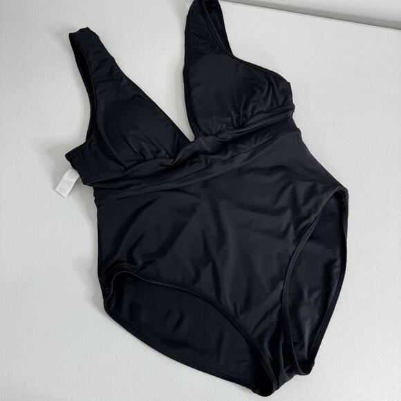 Andie One Piece Swimsuit Womens Medium Black Plunge V Neck Monique Bathing Suit - Picture 9 of 15